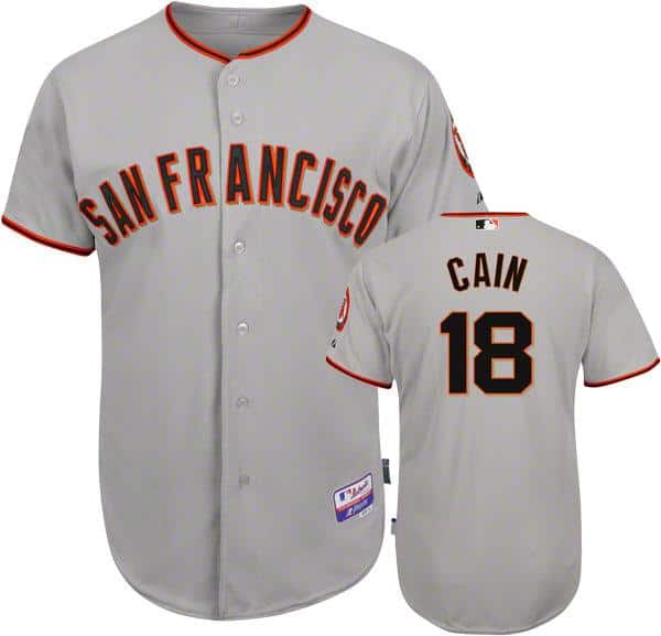 Giants #18 Matt Cain Grey Stitched Jersey