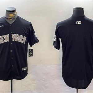 New York Yankees Blank Black With Patch Limited Stitched Jersey