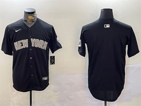 New York Yankees Blank Black With Patch Limited Stitched Jersey