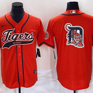Detroit Tigers Orange Team Big Logo Cool Base Stitched Jersey