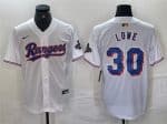 Texas Rangers #30 Nathaniel Lowe White Gold Cool Base Stitched Jersey