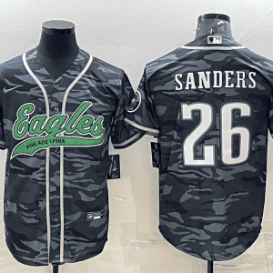 Philadelphia Eagles #26 Miles Sanders Grey Camo With Patch Cool Base Stitched Baseball Jersey