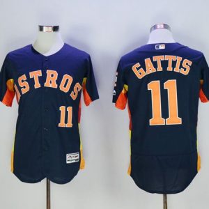 Astros #11 Evan Gattis Navy Blue Flexbase Authentic Collection Stitched Jersey