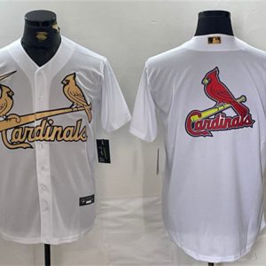 St. Louis Cardinals Team Big Logo All-Star White Gold Stitched Jersey