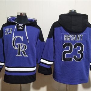 Colorado Rockies #23 Kris Bryant Purple Ageless Must-Have Lace-Up Pullover Hoodie