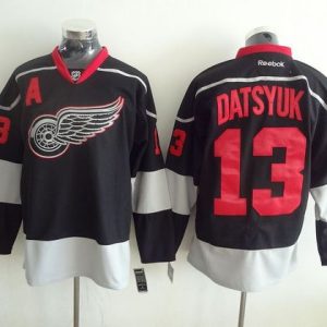 Red Wings #13 Pavel Datsyuk Black(Black Ice) Stitched Jersey