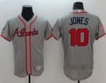 Braves #10 Chipper Jones Grey Fashion Stars Stripes Flexbase Authentic Stitched Jersey