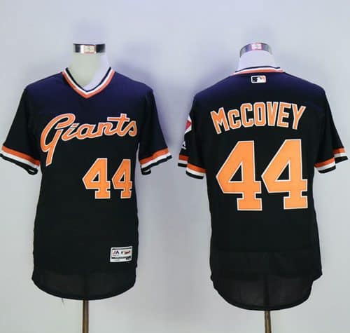 Giants #44 Willie McCovey Black Flexbase Authentic Collection Cooperstown Stitched Jersey