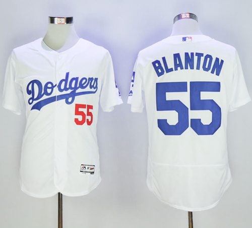 Dodgers #55 Joe Blanton White Flexbase Authentic Collection Stitched Jersey