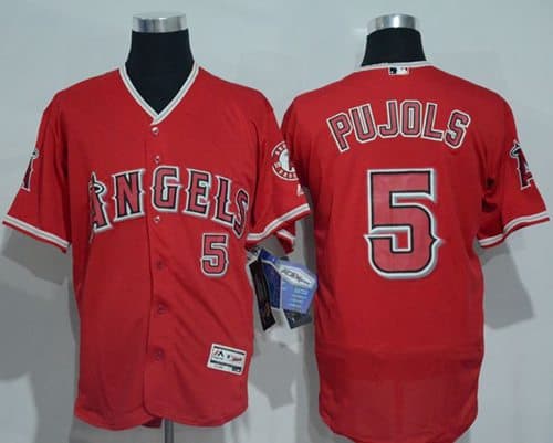 Angels Of Anaheim #5 Albert Pujols Red Flexbase Authentic Collection Stitched Jersey