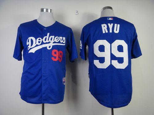 Dodgers #99 Hyun-Jin Ryu Light Blue Cool Base Stitched Jersey