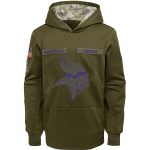 Youth Minnesota Vikings Olive Salute To Service Pullover Performance NFL Hoodie
