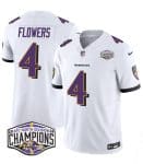 Baltimore Ravens #4 Zay Flowers White F.U.S.E. 2024 AFC North Division Champions Vapor Limited Jersey