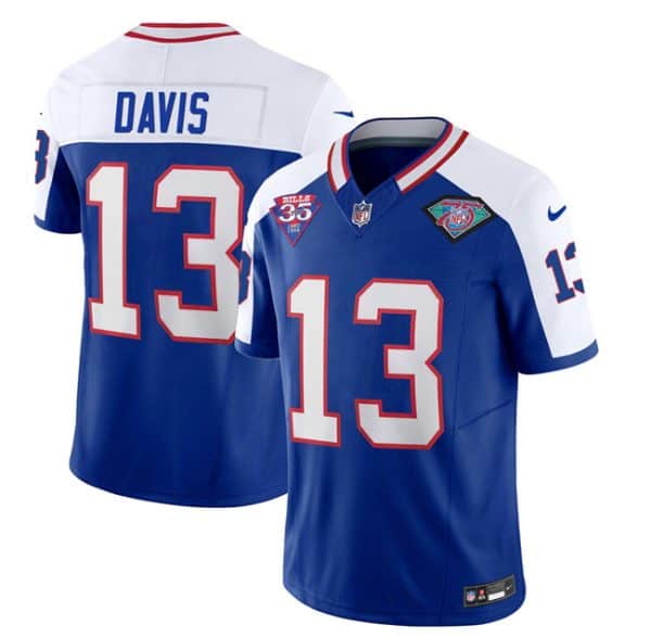 Buffalo Bills #13 Gabe Davis Blue White 2023 F.U.S.E. 75th Anniversary Throwback Vapor Untouchable Limited Stitched Jersey