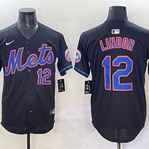 New York Mets #12 Francisco Lindor Black Alternate Limited Stitched Jersey