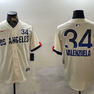 Los Angeles Dodgers #34 Toro Valenzuela Cream 2024 City Connect Limited Stitched Jersey