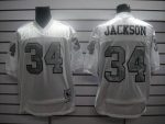 Mitchell And Ness Raiders #34 Bo Jackson White Silver No. Stitched Jersey