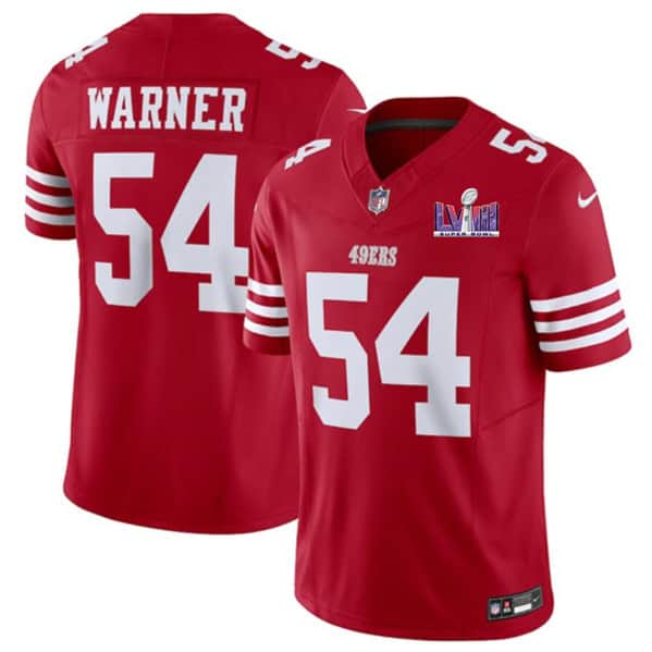 San Francisco 49ers #54 Fred Warner Red 2023 F.U.S.E. NFC West Champions Patch Stitched Jersey