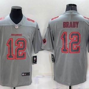 Tampa Bay Buccaneers #12 Tom Brady Gray With Patch Atmosphere Fashion Stitched Jersey