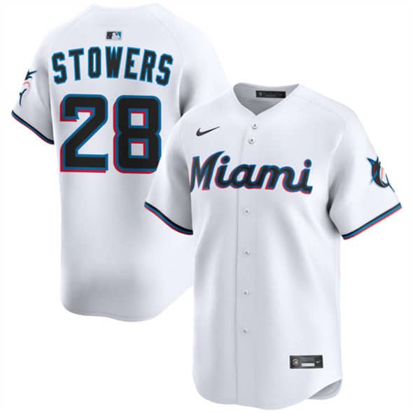 Miami Marlins #28 Kyle Stowers White 2024 Home Limited Stitched Jersey