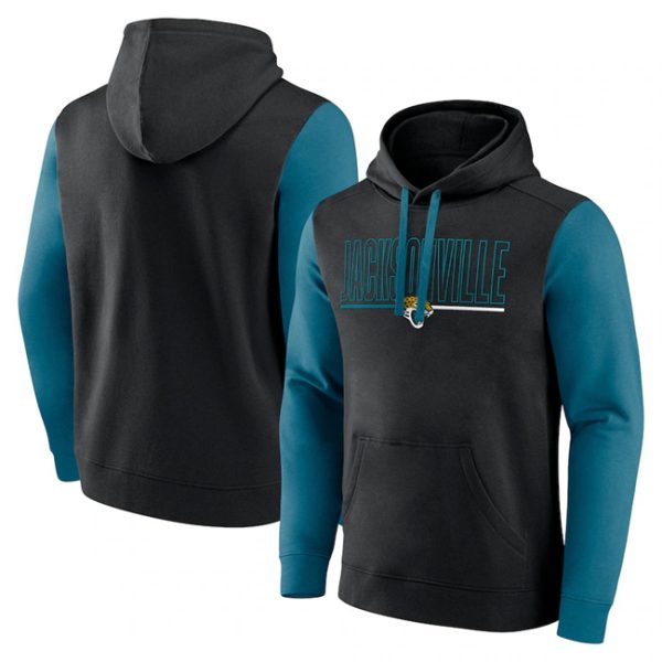 Jacksonville Jaguars Black Teal Outline Pullover Hoodie