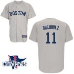 Red Sox #11 Clay Buchholz Grey Cool Base 2013 World Series Champions Patch Stitched Jersey