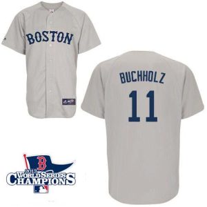 Red Sox #11 Clay Buchholz Grey Cool Base 2013 World Series Champions Patch Stitched Jersey