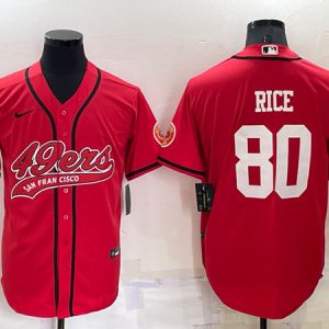 San Francisco 49ers #80 Jerry Rice Red Cool Base Stitched Baseball Jersey