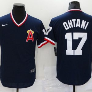 Los Angeles Angels #17 Shohei Ohtani Navy Cool Base Stitched Baseball Jersey