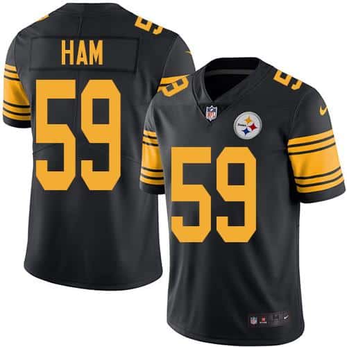Steelers #59 Jack Ham Black Stitched Limited Rush Nike Jersey
