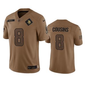 Minnesota Vikings #8 Kirk Cousins 2023 Brown Salute To Service Limited Stitched Jersey