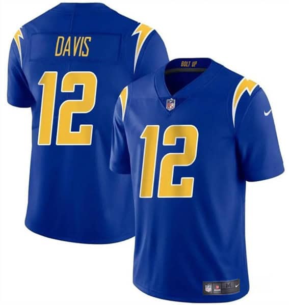 Los Angeles Chargers #12 Derius Davis Royal 2024 Vapor Limited Stitched Jersey