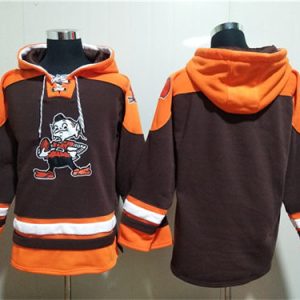 Cleveland Browns Blank Brown Lace-Up Pullover Hoodie