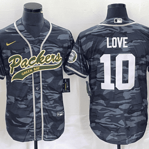 Green Bay Packers #10 Jordan Love Gray Camo Cool Base Stitched Jersey