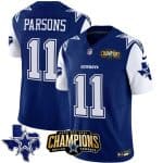 Dallas Cowboys #11 Micah Parsons Blue White 2023 F.U.S.E. NFC East Champions Patch Stitched Jersey