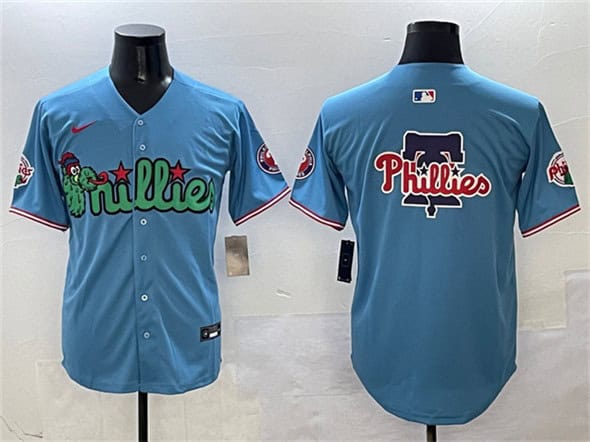 Philadelphia Phillies Team Big Logo Light Blue Phanatic Limited Stitched Jersey