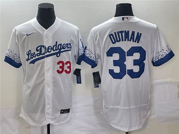 Los Angeles Dodgers #33 James Outman White City Connect Flex Base Stitched Jersey