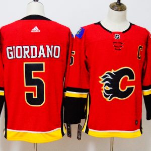 Calgary Flames #5 Mark Giordano Red Stitched Adidas Jersey