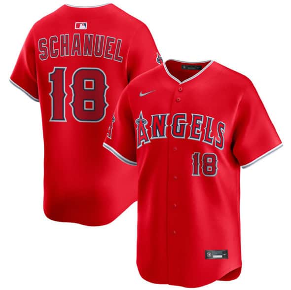 Los Angeles Angels #18 Nolan Schanuel Red Alternate Limited Stitched Jersey