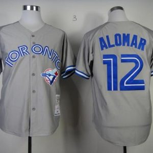 Mitchell And Ness Blue Jays #12 Roberto Alomar Grey Stitched Throwback Jersey