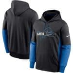 Detroit Lions Black Color Block Fleece Performance Pullover Hoodie