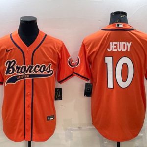 Denver Broncos #10 Jerry Jeudy Orange With Patch Cool Base Stitched Baseball Jersey