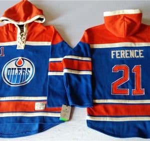 Oilers #21 Andrew Ference Light Blue Sawyer Hooded Sweatshirt Stitched Jersey