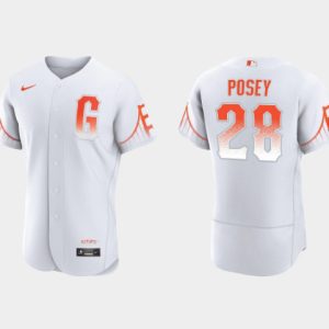 San Francisco Giants #28 Buster Posey White City Connect Flex Base Stitched Jersey