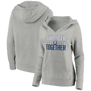Indianapolis Colts Heather Gray Stronger Together Crossover Neck Pullover Hoodie(Run Small)