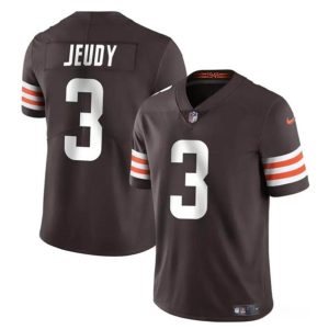Cleveland Browns #3 Jerry Jeudy Brown Vapor Limited Stitched Jersey