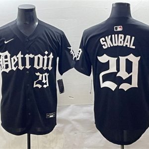 Detroit Tigers #29 Tarik Skubal Black 'Motor Gothic Edition' Vapor Premier Limited Stitched Jersey