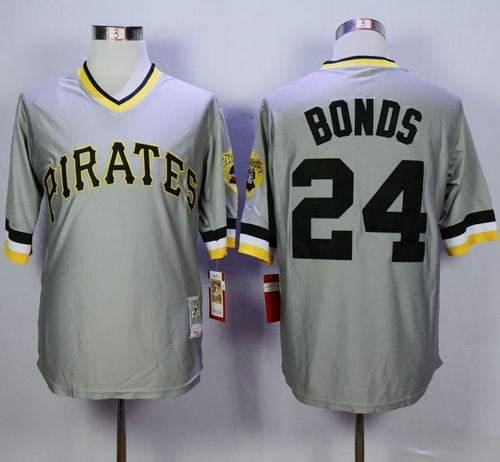 Mitchell And Ness Pirates #24 Barry Bonds Grey Throwback Stitched Jersey