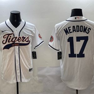 Detroit Tigers #17 Parker Meadows White With Patch Cool Base Stitched Jersey