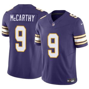 Minnesota Vikings #9 J.J. McCarthy Purple 2024 Draft F.U.S.E. Throwback Vapor Untouchable Limited Stitched Jersey